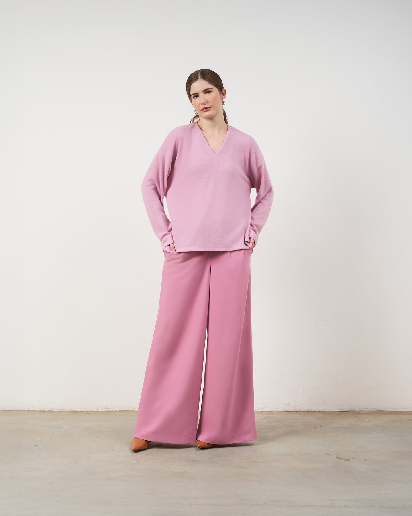 Blusa Ampla Decote V - Rosa