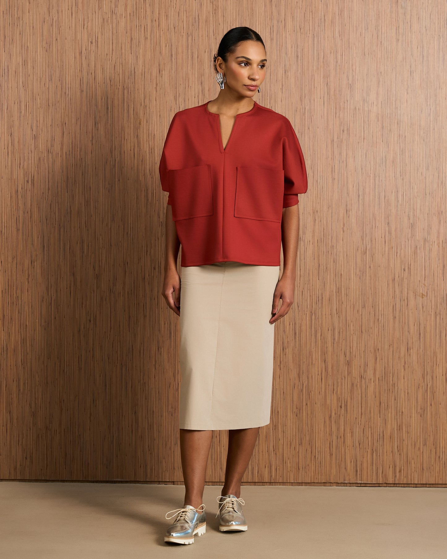 Blusa com Bolsos - Cerâmica