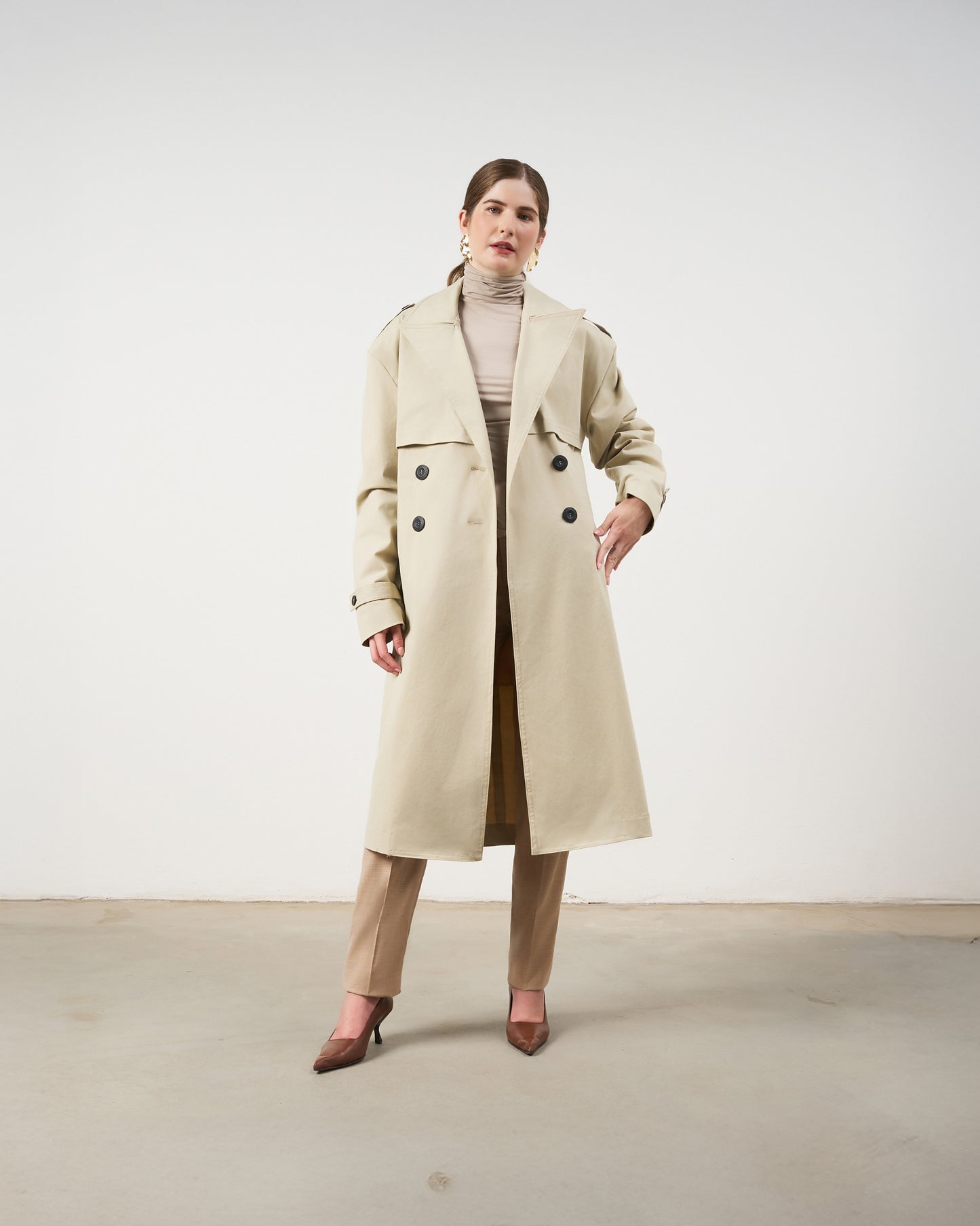 Trench Coat Clássico - Bege Oliva