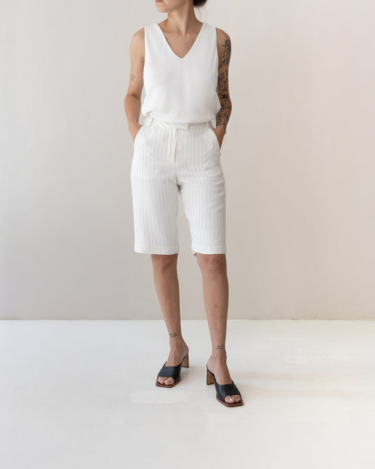 Bermuda Jaspe - Off-White Risca de Giz