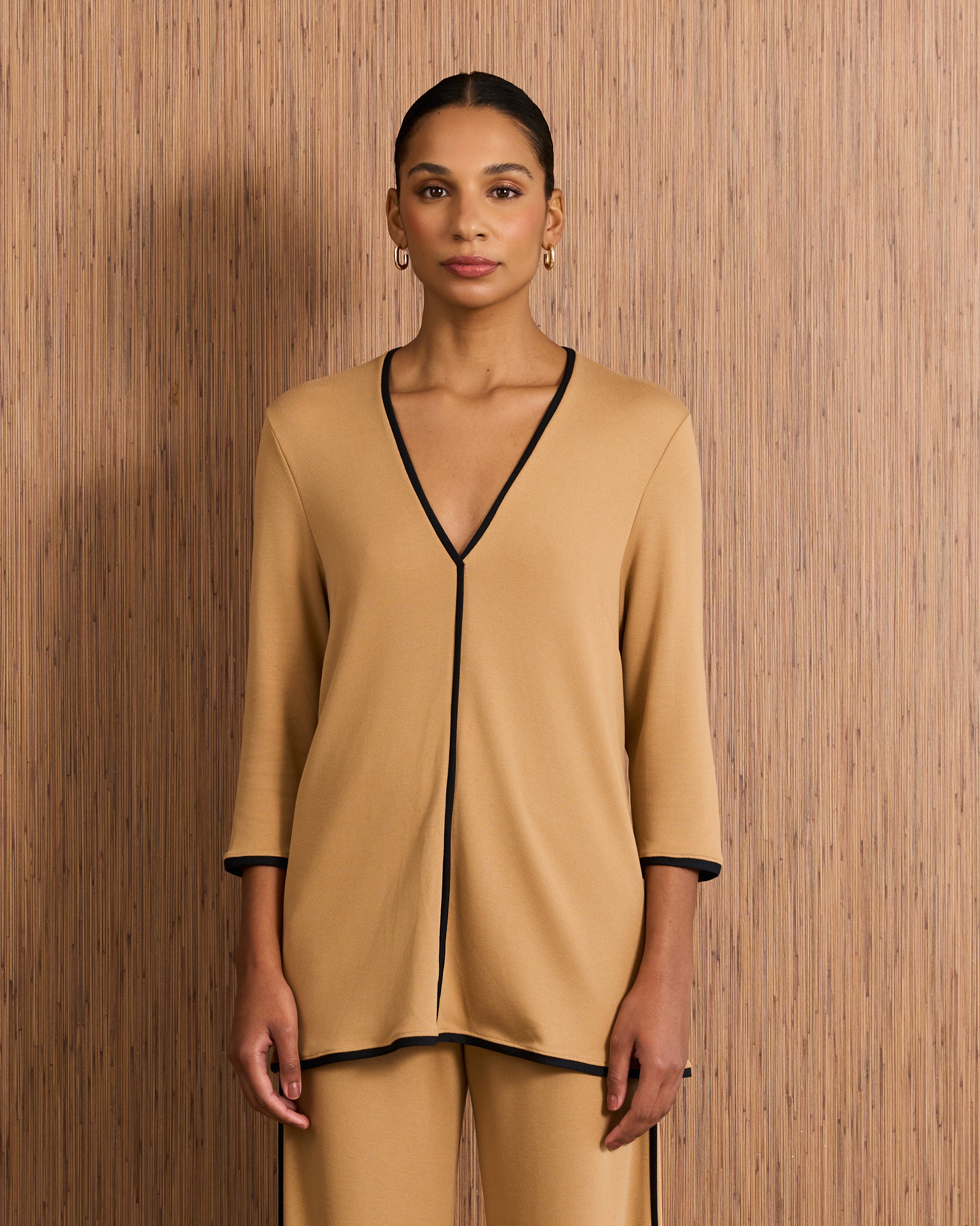 Blusa Fluida 3/4 - Caramelo