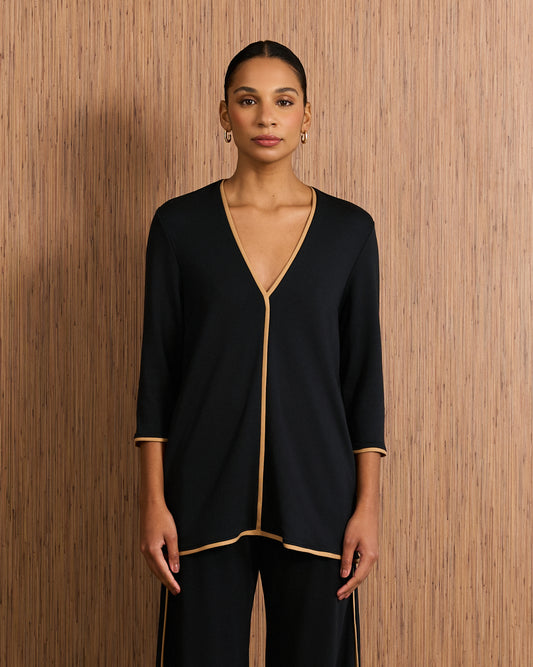 Blusa Fluida 3/4 - Preto