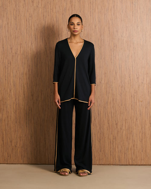 Blusa Fluida 3/4 - Preto