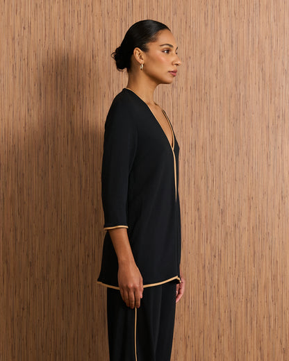 Blusa Fluida 3/4 - Preto