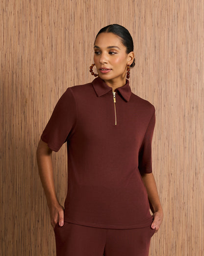 Blusa Polo - Marrom Pinha