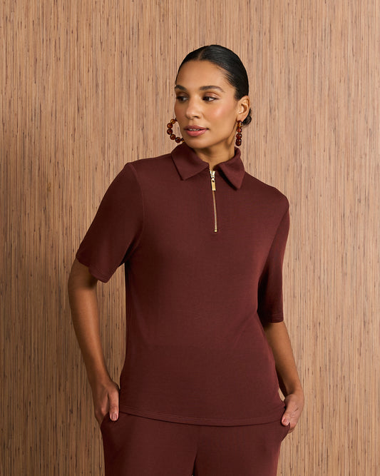 Blusa Polo - Marrom Pinha