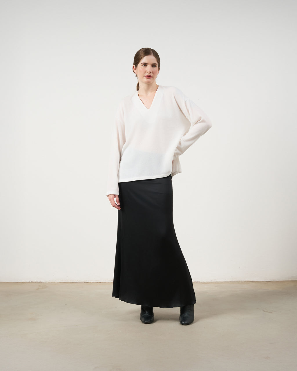 Blusa Ampla Decote V - Off-White