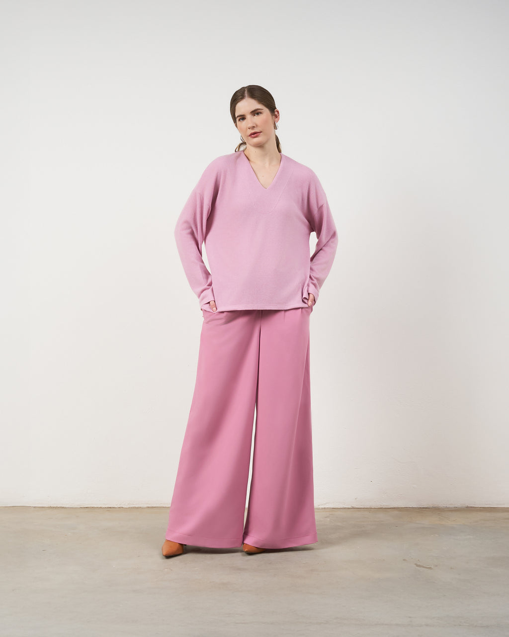 Blusa Ampla Decote V - Rosa