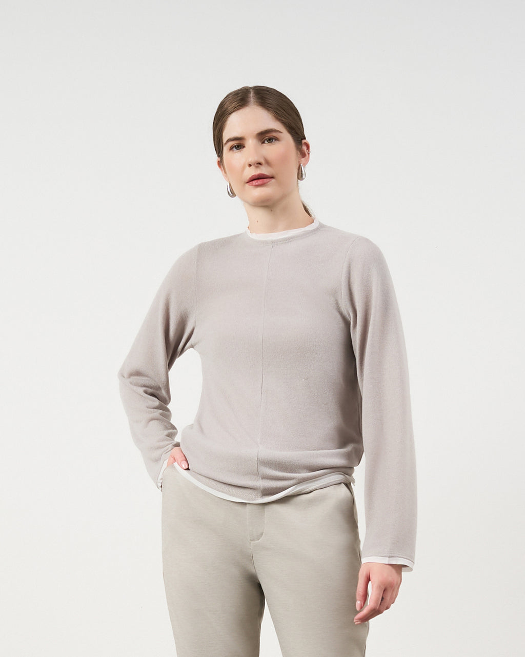 Blusa Básica com Seda - Cinza