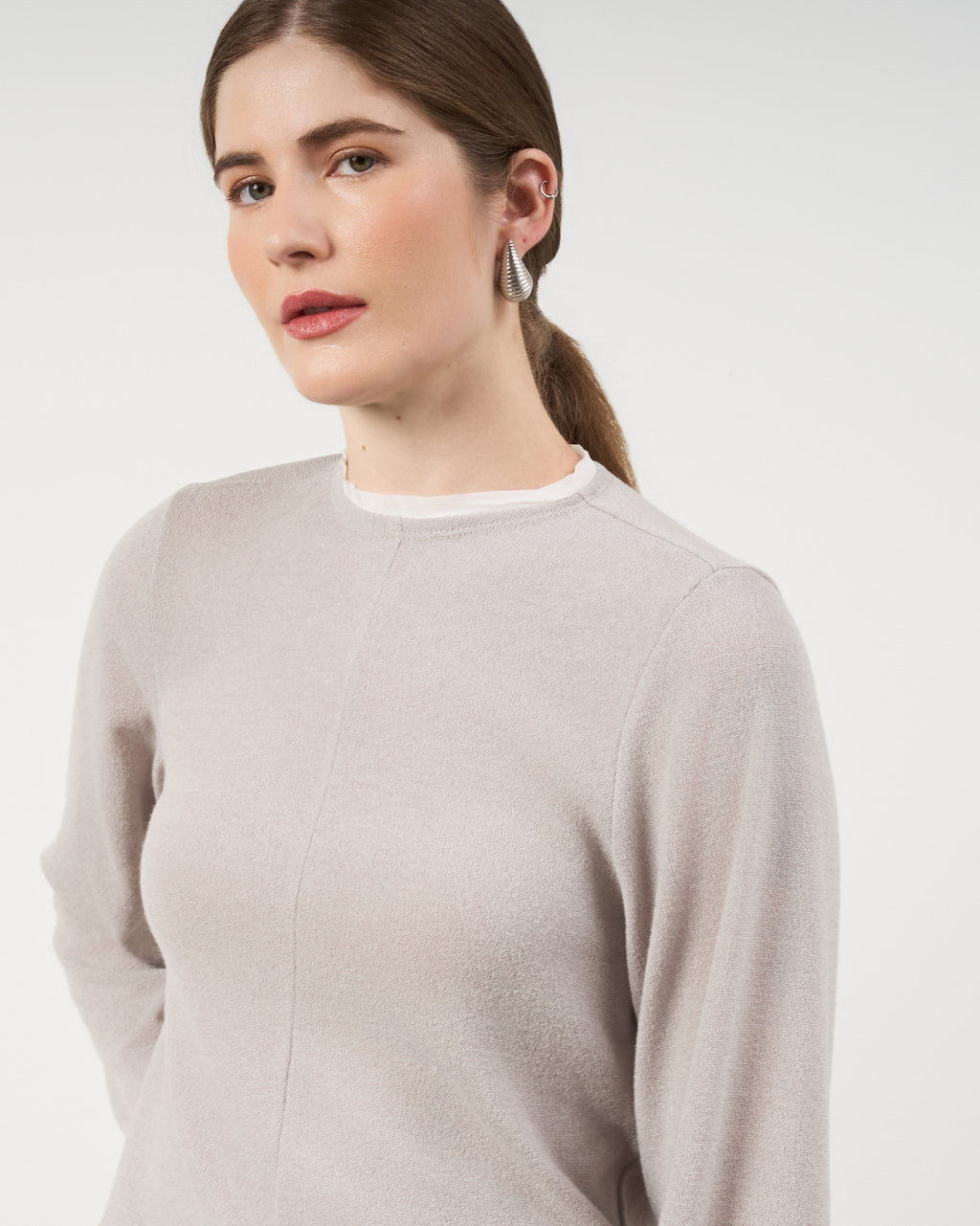 Blusa Básica com Seda - Cinza