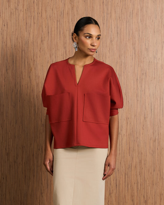 Blusa com Bolsos - Cerâmica