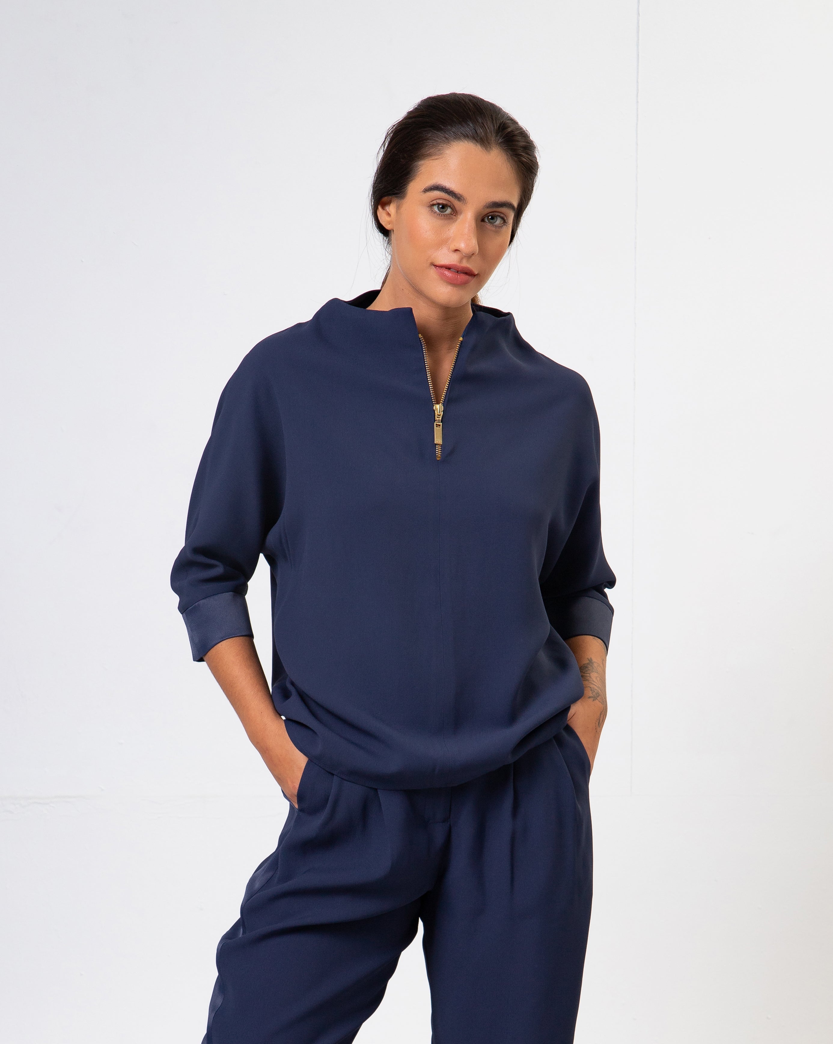 Blusa Gal 3/4 - Azul Dark