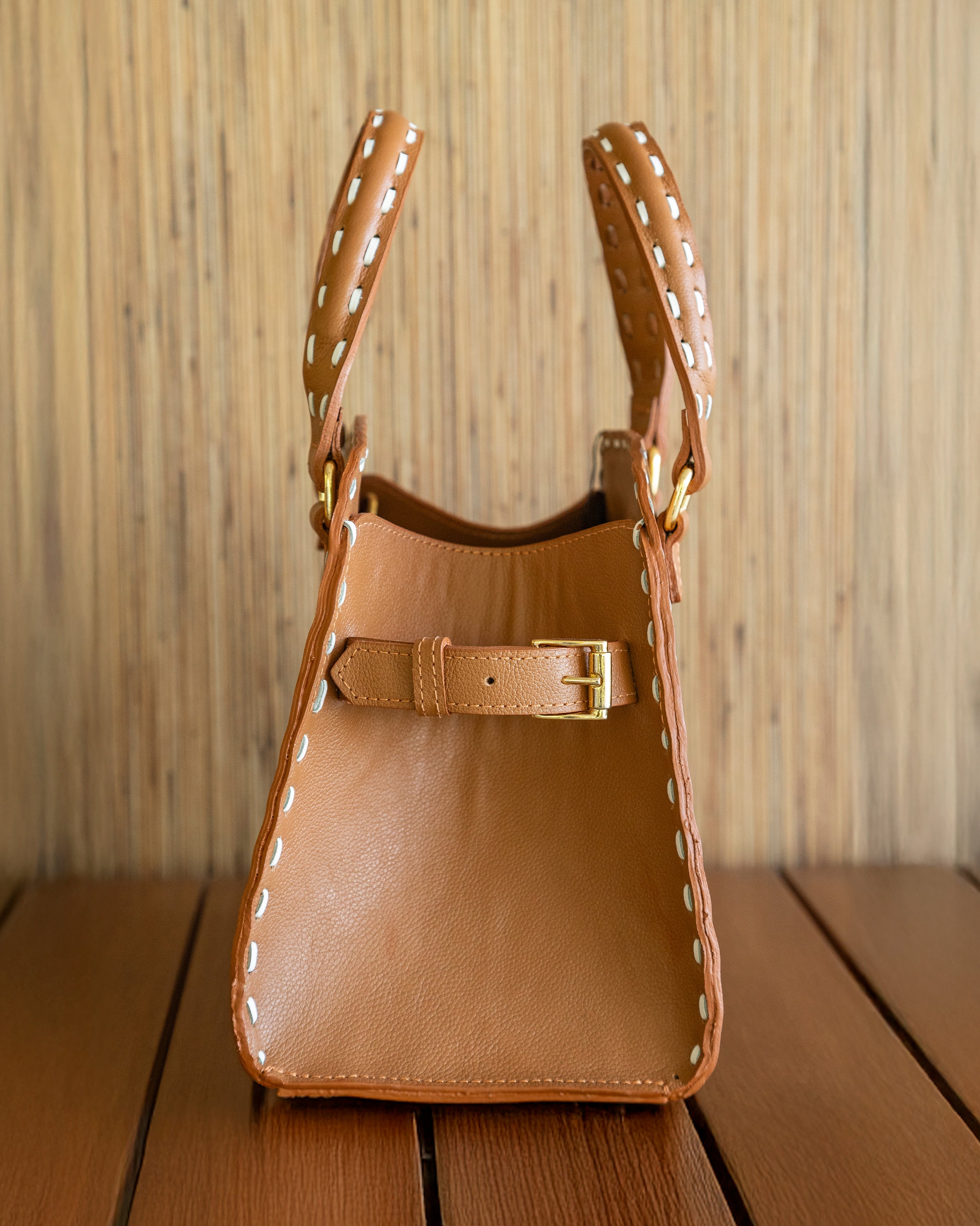 Bolsa Tiracolo com Pesponto - Caramelo