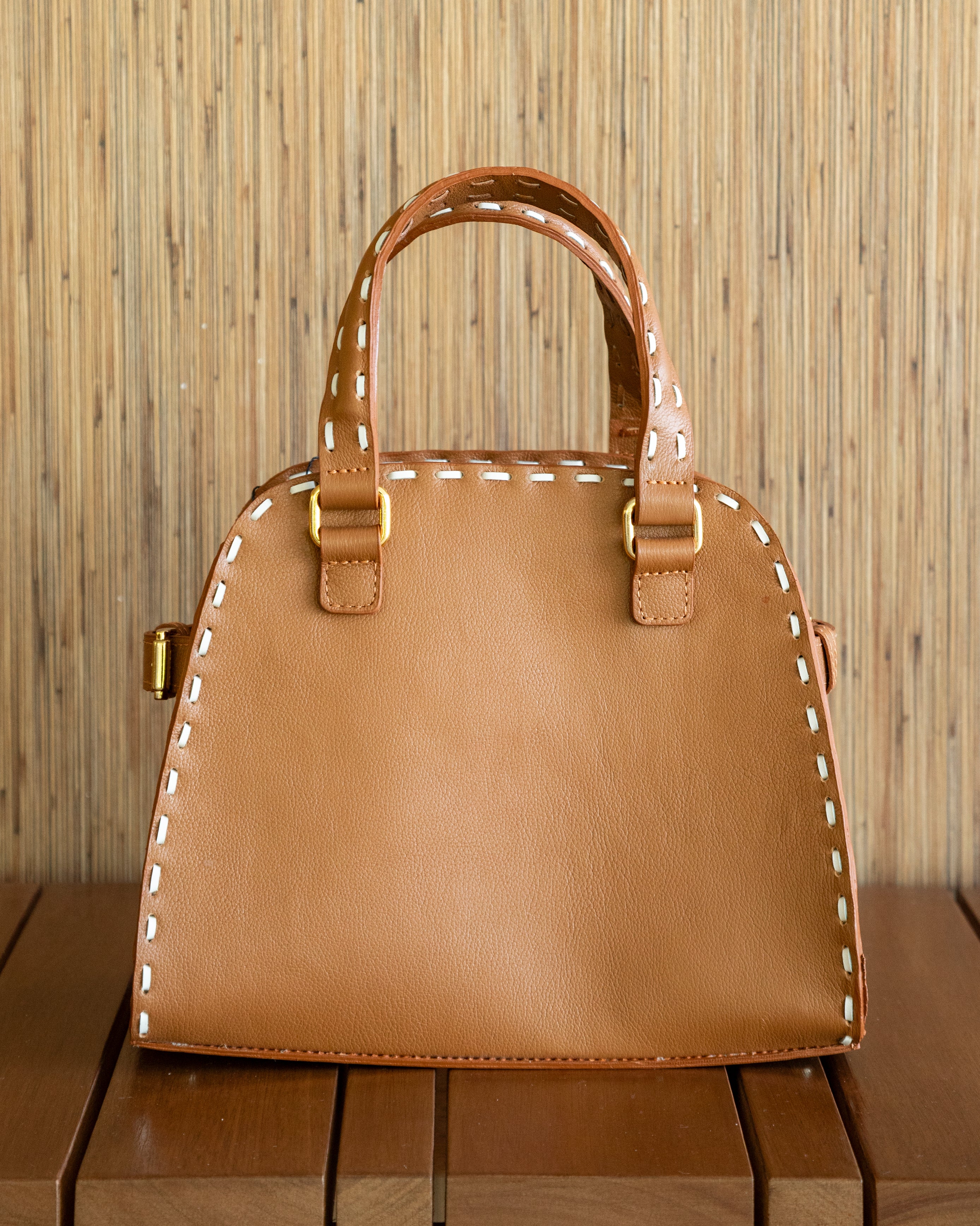 Bolsa Tiracolo com Pesponto - Caramelo