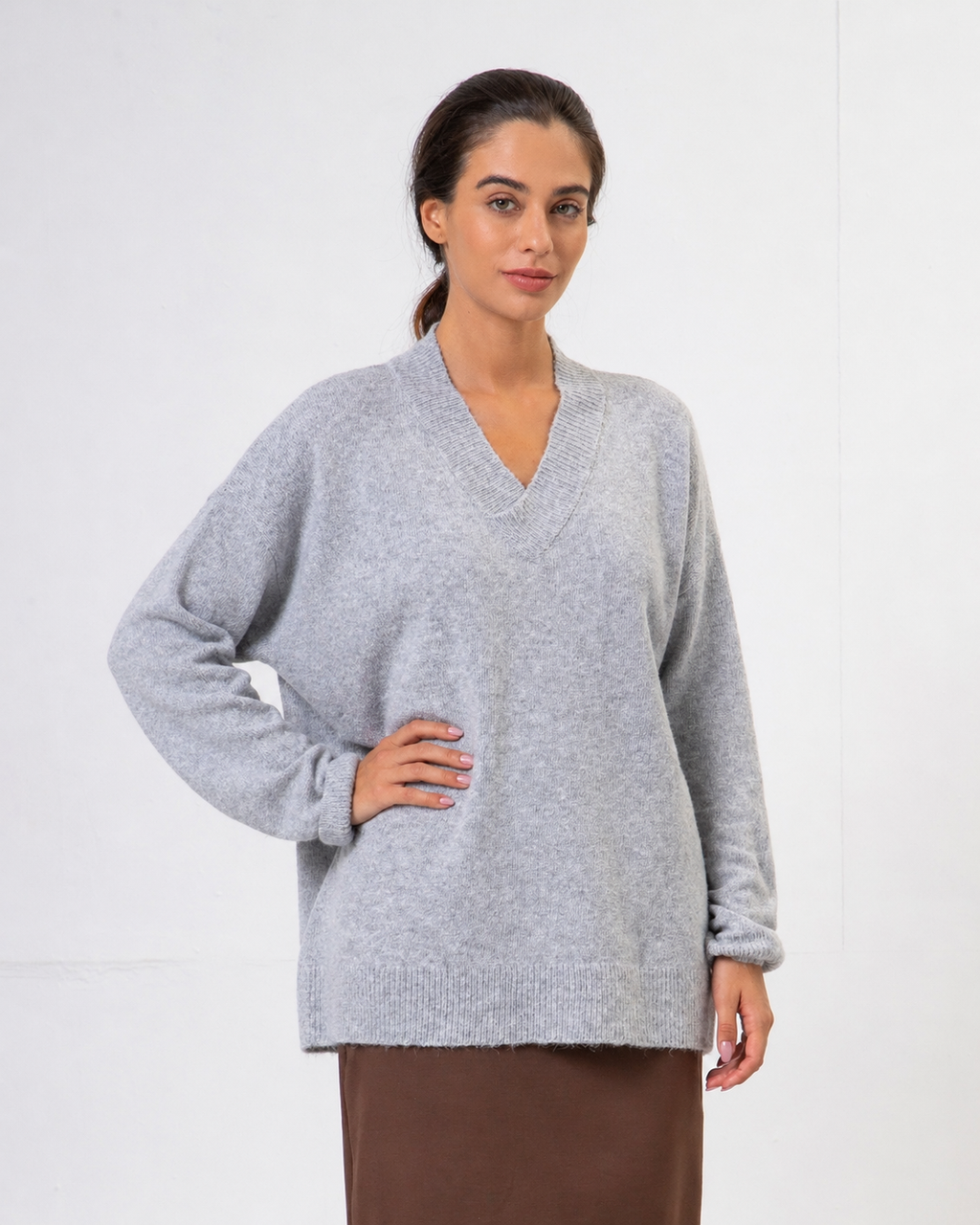 Blusa Natália decote V - Chumbo