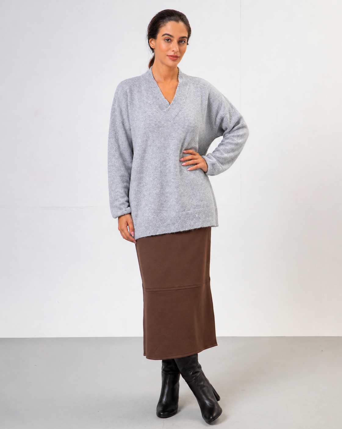 Blusa Natália decote V - Chumbo