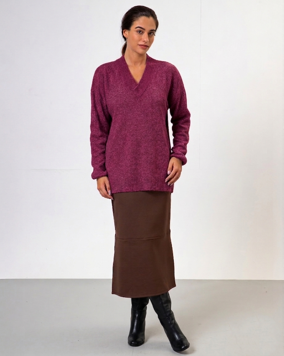Blusa Natália decote V - Framboesa