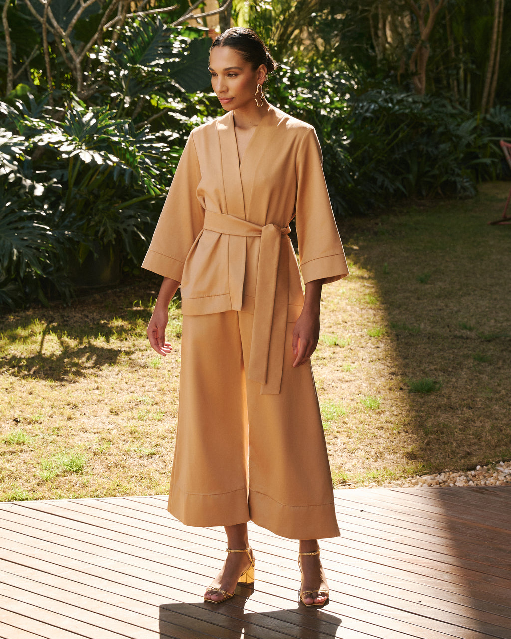 Pantacourt com Barrado - Bronze