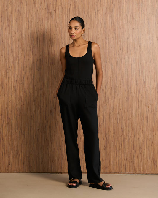 Calça Pijama com Bolsos - Preto