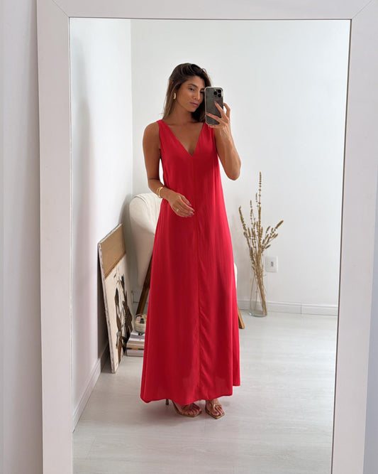 Vestido Evasê - Vermelho Tomatino