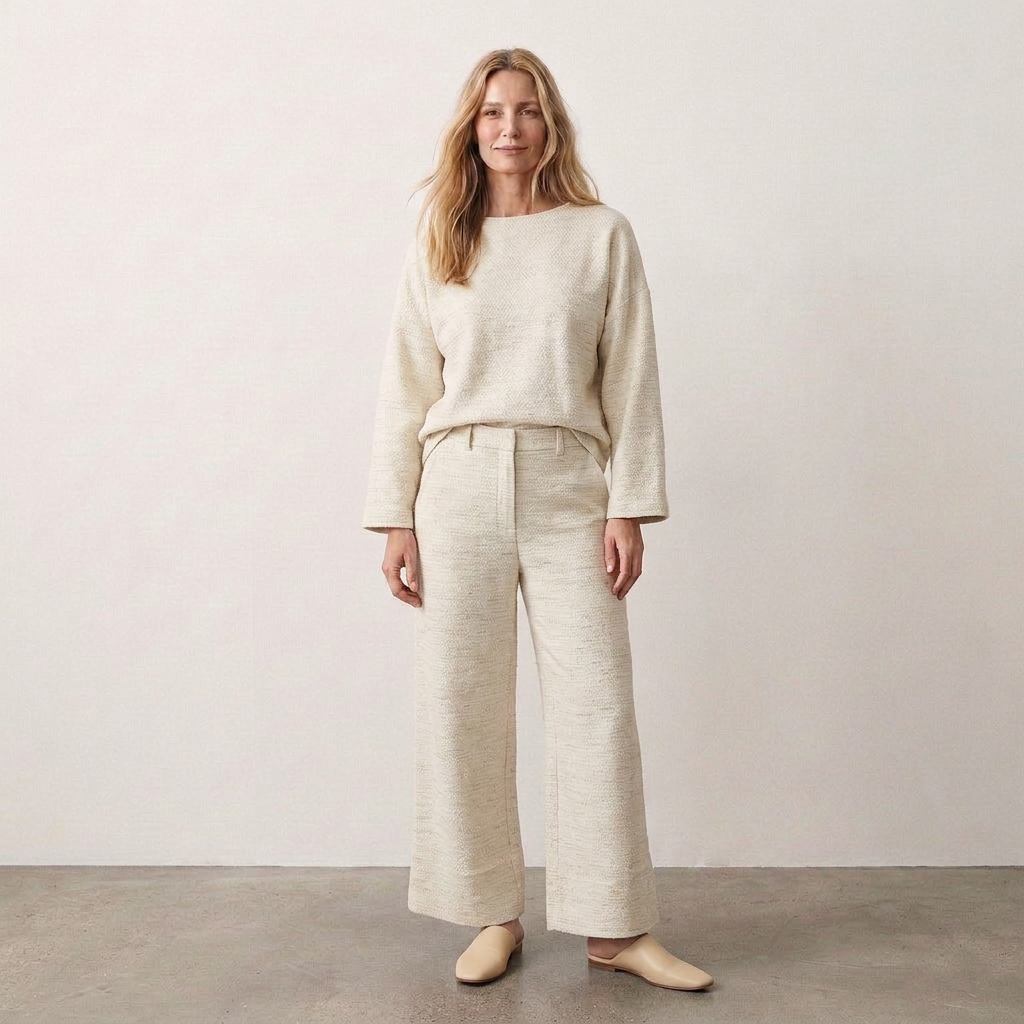 Pantacourt com Barrado - Off-White