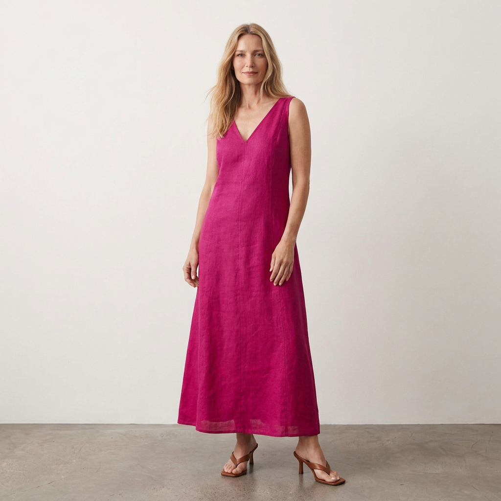 Vestido Evasê Recortes -  Magenta